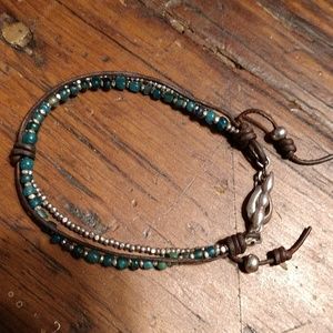 Unisex Leather and Bead Bracelet